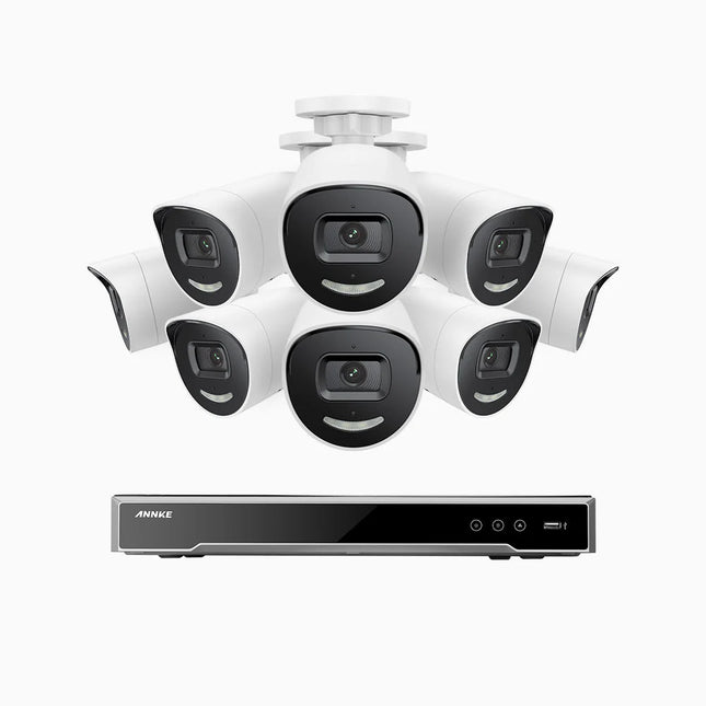 Annke H800X 8CH NVR 8-Camera 8MP (4K) Bullet Security Kit, 1/1.8" BSI Sensor, Two-Way Audio, Siren & Strobe, Smart Motion Detect, IP67