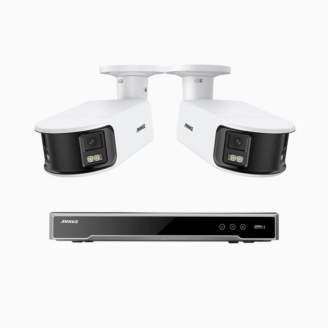 Annke NDK800 8CH NVR 2-Camera 8MP (4K) Dual Lens Bullet Security Kit, 180° Wide View, NightChroma, Smart Motion Detect, Built-in Mic