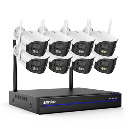 ANNKE Wireless Security System: 16CH NVR + 4MP Dual Lens, Two-Way Audio, Alexa Compatible, Color Night Vision, IP66