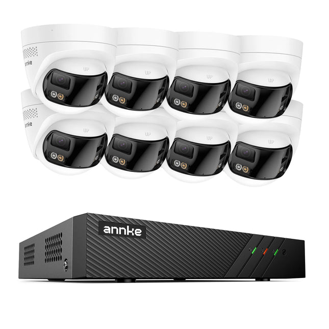 ANNKE 8CH NVR 8-Camera 6MP Panoramic PoE Turret Security System, Human & Vehicle Detection, Two-Way Audio, Smart Light, IP67