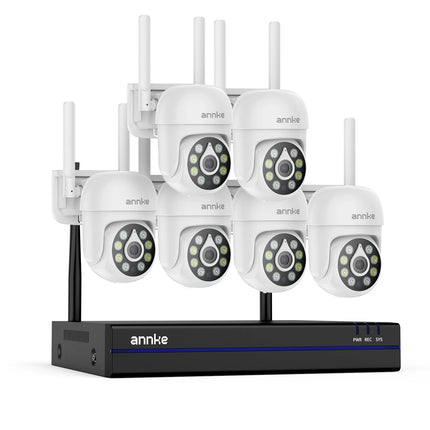 Annke 16CH NVR 6-Camera 5MP WiFi PT Security Kit, Pan & Tilt, Two-Way Audio, Color Night Vision, IP66