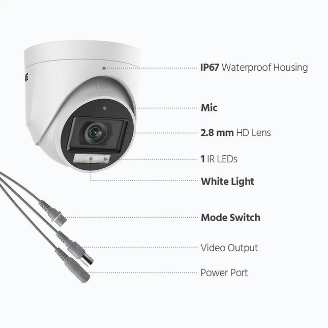 ANNKE 4-Camera 5MP CCTV Security Camera System, Color Night Vision, Built-in Microphone, IP67 Weatherproof
