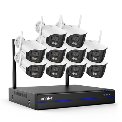 ANNKE Wireless Security System: 16CH NVR + 4MP Dual Lens, Two-Way Audio, Alexa Compatible, Color Night Vision, IP66