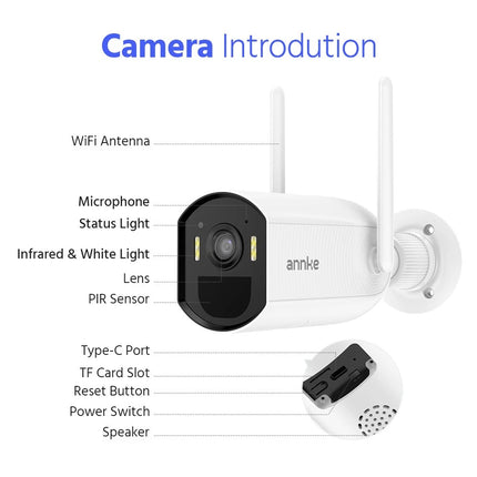 ANNKE 2-Camera 4MP Wireless Solar Security Camera Kit, Two-Way Audio, Color Night Vision, PIR Motion Detection, Alexa Compatible