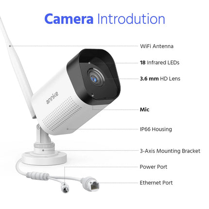 Annke 16CH NVR 12-Camera 8MP (4K) WiFi Bullet Security Kit, Dual-Band WiFi, Two-Way Audio, 100ft Night Vision, IP66
