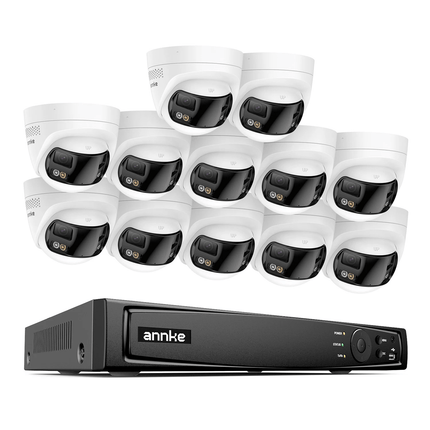 ANNKE POE Security System: 16CH NVR + 4K Dual Len, Two-Way Audio, Colorful Night Vision, IP67