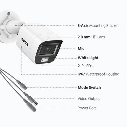 ANNKE 4-Camera 5MP Color Night Vision Security Camera System, Built-in Microphone, Smart Dual-Light, IP67 Weatherproof