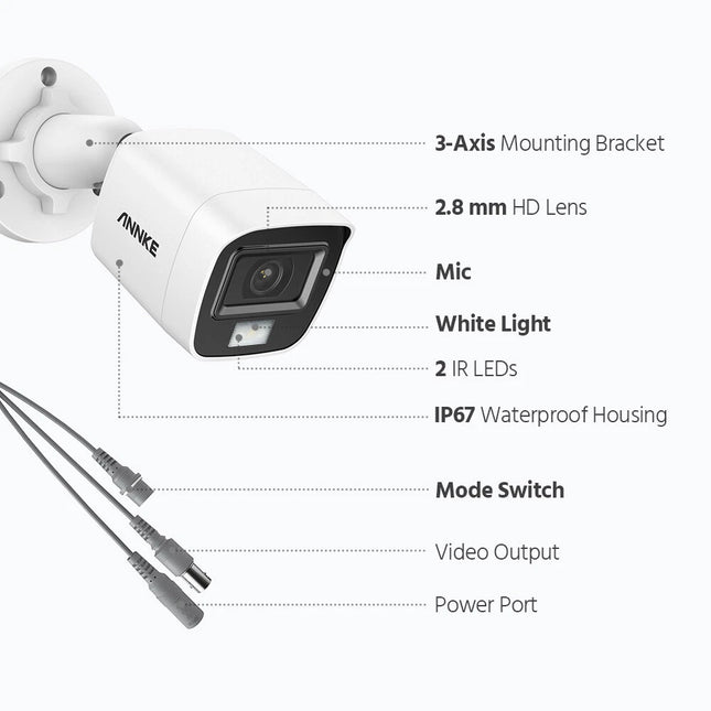 ANNKE 4-Camera 5MP Color Night Vision Security Camera System, Built-in Microphone, Smart Dual-Light, IP67 Weatherproof