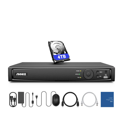 Annke 4TB HDD + 16-Channel H.265+ Network Video Recorder