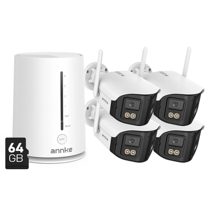 ANNKE Wireless Security System: 4CH NVR + 4x 4MP Wireless Dual Lens, Motion Detection, Alexa Compatible, IP66