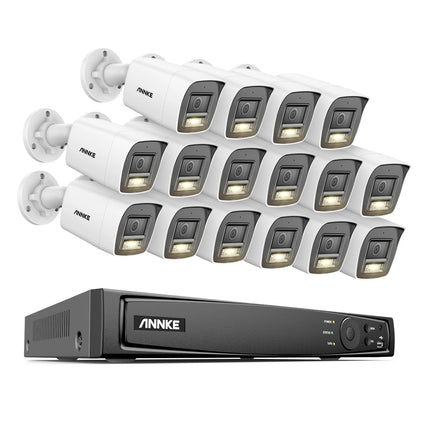 ANNKE 16CH NVR 16-Camera 12MP PoE Bullet Security System, Human & Vehicle Detection, Two-Way Audio, Smart Dual-Light, IP67