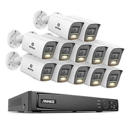 ANNKE 16CH 4K Outdoor CCTV Security System, 12 Bullet Cameras, AI Human & Vehicle Detection, Two-Way Audio