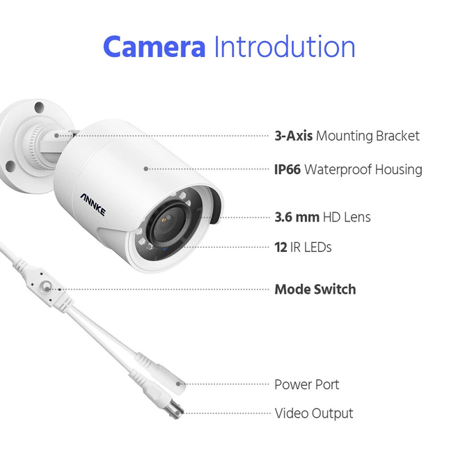 ANNKE 4x 1080P HD Bullet Security Cameras, 20m IR Night Vision, Digital WDR & 3D DNR, IP66 - White