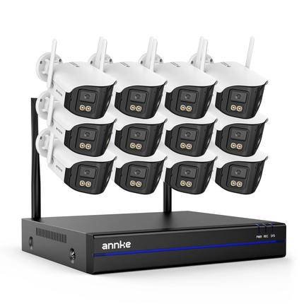 ANNKE Wireless Security System: 16CH NVR + 4MP Dual Lens, Two-Way Audio, Alexa Compatible, Color Night Vision, IP66