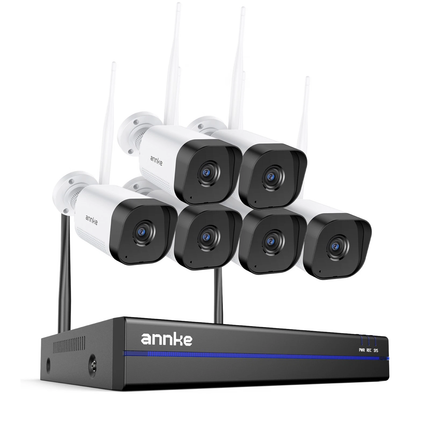 ANNKE Wireless Security System: 16CH NVR + 5MP Bullets, Two-Way Audio, Alexa Compatible, Motion Alert, IP66