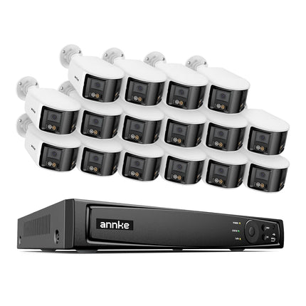 ANNKE 16CH NVR 16-Camera 8MP Panoramic PoE Bullet Security System, Human & Vehicle Detection, Two-Way Audio, Smart Light, IP67