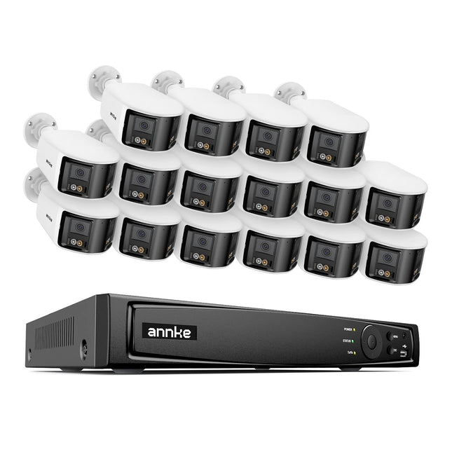 ANNKE 16CH NVR 16-Camera 8MP Panoramic PoE Bullet Security System, Human & Vehicle Detection, Two-Way Audio, Smart Light, IP67