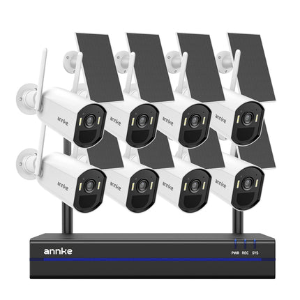 Annke SmartCam 16CH NVR 8-Camera 4MP Solar WiFi Security Kit, Dual-Band WiFi, PIR Motion Detection, Two-Way Audio, IP65