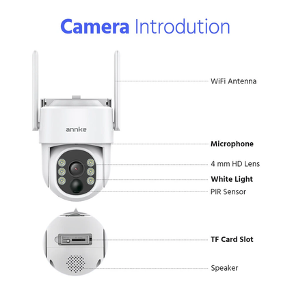 ANNKE 4x 4MP Wireless PTZ Solar Security Camera, Two-Way Audio, AI Detection, Alexa Compatible, IP65