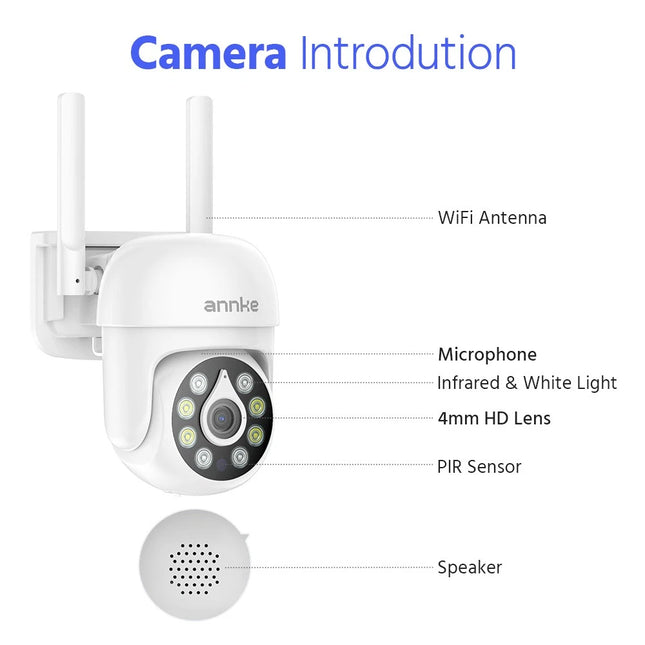 ANNKE Wireless Security System: 16CH NVR + 5MP Pan & Tilt, Two-Way Talk, Color Night Vision, IP66