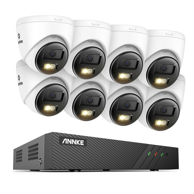 ANNKE 8CH 5MP Outdoor CCTV Security System, 8 Dome Cameras, AI Human & Vehicle Detection, Two-Way Audio