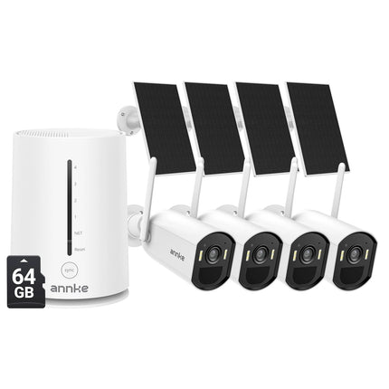 Annke SmartCam 4CH Wireless NVR 4-Camera 4MP Solar WiFi Security Kit, Dual-Band WiFi 6, Two-Way Audio, PIR Motion Detection, IP65