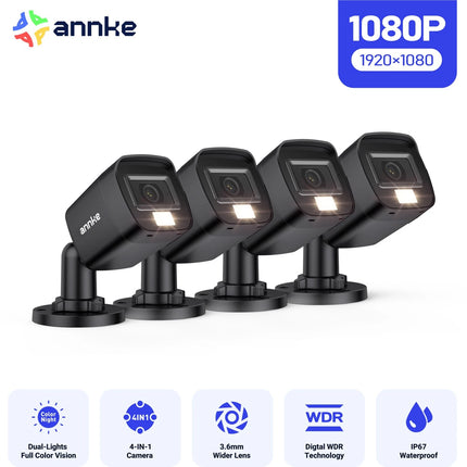 ANNKE 4-Camera 1080P HD Bullet Security Camera System, Smart Dual-Light, IP67 Weatherproof