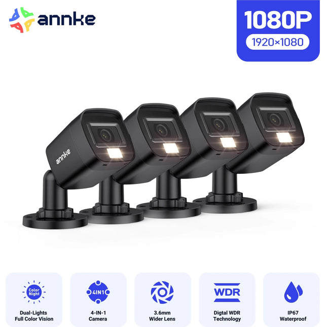 ANNKE 4-Camera 1080P HD Bullet Security Camera System, Smart Dual-Light, IP67 Weatherproof