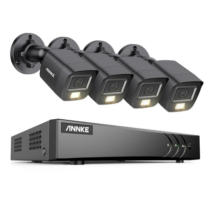 ANNKE 8CH DVR Security Camera System with 4× 3K Bullet Cameras, Human & Vehicle Detection, Smart Dual-Light Night Vision