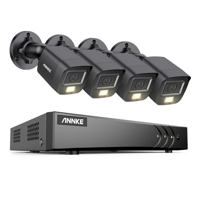 ANNKE 8CH DVR Security Camera System with 4× 3K Bullet Cameras, Human & Vehicle Detection, Smart Dual-Light Night Vision