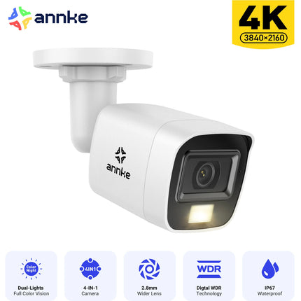 ANNKE 4-Camera 4K Wired Security Camera System, Color Night Vision, Smart Dual-Light, IP67 Weatherproof