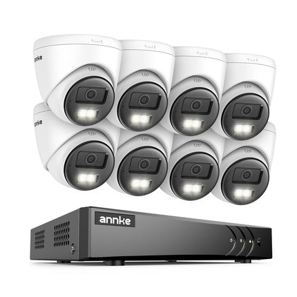 ANNKE 8CH DVR Security Camera System with 8× 3K Turret Cameras, Two-Way Audio, Human & Vehicle Detection, Smart Dual-Light Night Vision