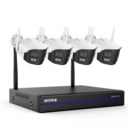 ANNKE Wireless Security System: 16CH NVR + 4MP Dual Lens, Two-Way Audio, Alexa Compatible, Color Night Vision, IP66