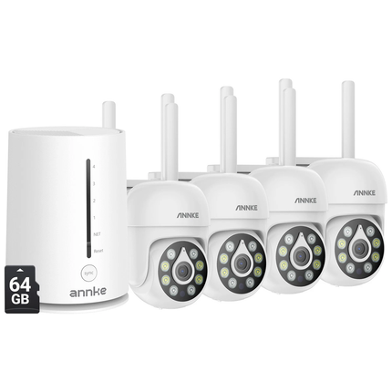 ANNKE Wireless Security System:  4CH NVR + 4x 5MP PTZ, Motion Detection, Two-Way Audio, Alexa Compatible, IP66