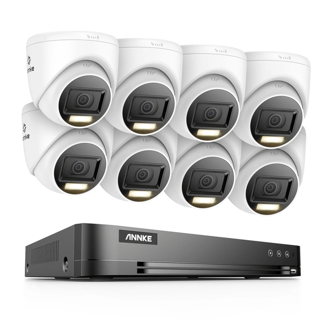 ANNKE Analogue Security System: 16CH DVR + 4K Ultra HD Cameras, Smart Dual-Light, Spotlight Color Night Vision