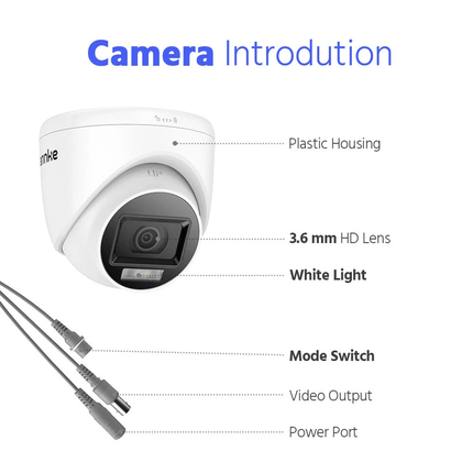 ANNKE Analogue Security System: 8CH DVR + 4 Turret & 4 Bullet Cameras, 1080P Full HD, Human & Vehicle Detection, IP67 - White
