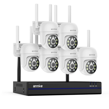 ANNKE Wireless Security System: 16CH NVR + 5MP Pan & Tilt, Two-Way Talk, Color Night Vision, IP66