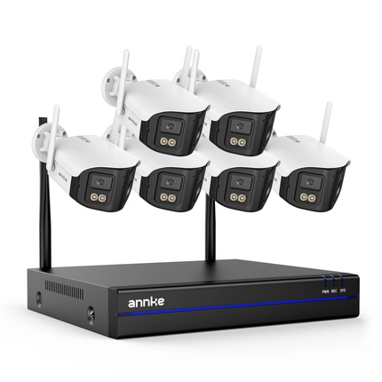 ANNKE Wireless Security System: 16CH NVR + 4MP Dual Lens, Two-Way Audio, Alexa Compatible, Color Night Vision, IP66