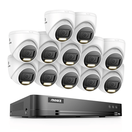ANNKE Analogue Security System: 16CH DVR + 4K Ultra HD Cameras, Smart Dual-Light, Spotlight Color Night Vision