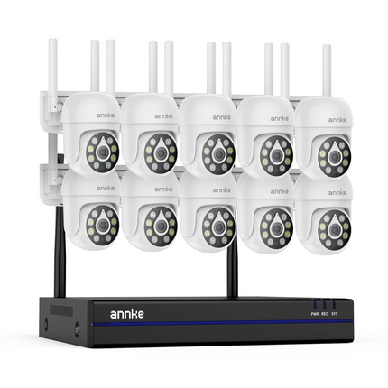 ANNKE Wireless Security System: 16CH NVR + 5MP Pan & Tilt, Two-Way Talk, Color Night Vision, IP66