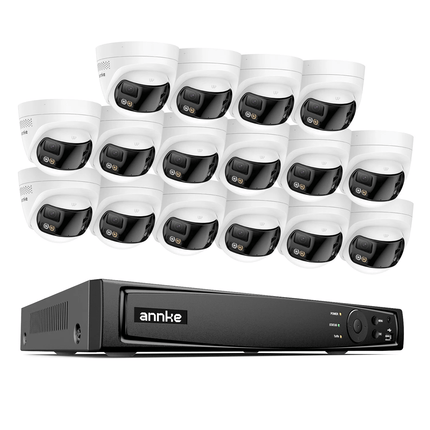 ANNKE POE Security System: 16CH NVR + 4K Dual Len, Two-Way Audio, Colorful Night Vision, IP67