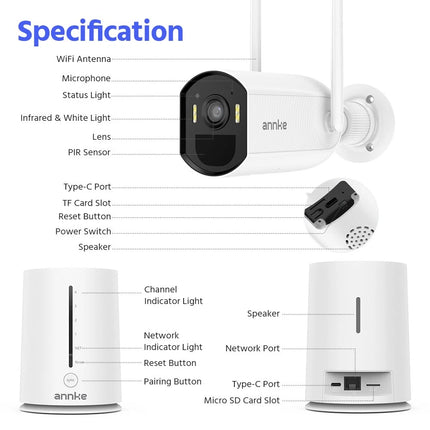 Annke SmartCam 4CH Wireless NVR 4-Camera 4MP Solar WiFi Security Kit, Dual-Band WiFi 6, Two-Way Audio, PIR Motion Detection, IP65