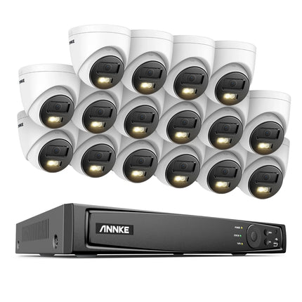 ANNKE 16CH NVR 16-Camera 12MP PoE Turret Security System, Human & Vehicle Detection, Smart Dual-Light, Audio Recording, IP67