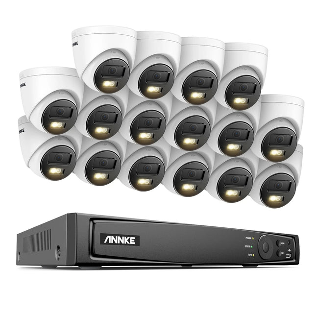 ANNKE 16CH NVR 16-Camera 12MP PoE Turret Security System, Human & Vehicle Detection, Smart Dual-Light, Audio Recording, IP67