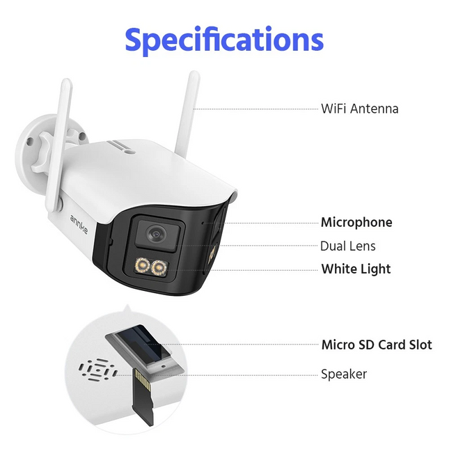 ANNKE 4x 4MP Wireless Dual Lens Security Cameras, Smart Light, Motion Detection, Alexa Compatible, IP66