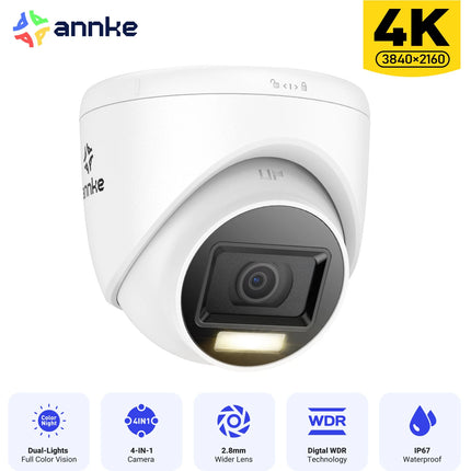 ANNKE 4-Camera 4K Wired CCTV Security Camera System, Smart Dual-Light Color & IR Night Vision, IP67 Weatherproof