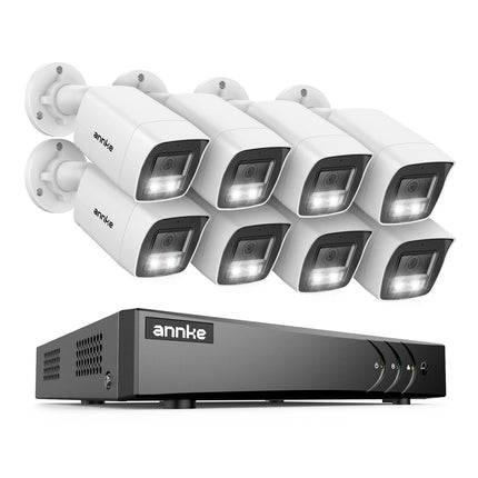 ANNKE 3K AI Security Camera System with 8 Bullet Cameras, Two-Way Audio, Human & Vehicle Detection, Color Night Vision DVR Kit