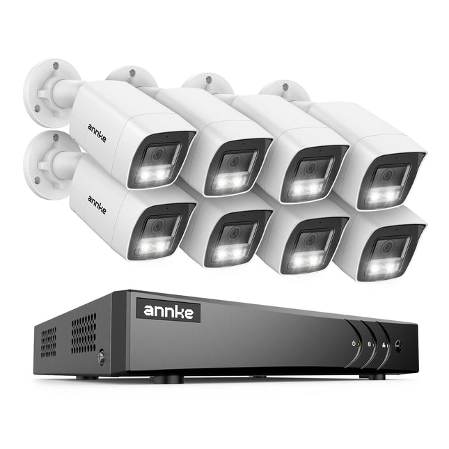 ANNKE 3K AI Security Camera System with 8 Bullet Cameras, Two-Way Audio, Human & Vehicle Detection, Color Night Vision DVR Kit