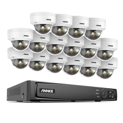 ANNKE 16CH NVR 16-Camera 12MP PoE Dome Security System, Human & Vehicle Detection, Smart Dual-Light, Audio Recording, IP67 IK08