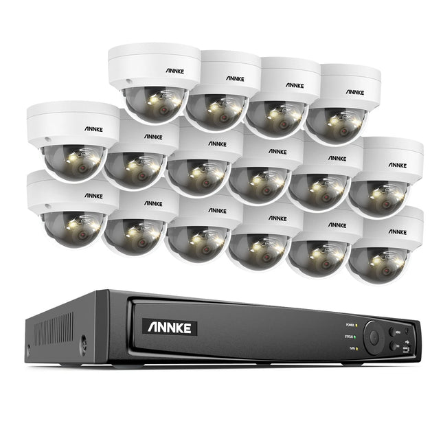 ANNKE 16CH NVR 16-Camera 12MP PoE Dome Security System, Human & Vehicle Detection, Smart Dual-Light, Audio Recording, IP67 IK08